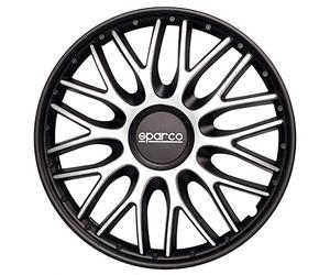 Sparco Juego de 4 Tapacubos Roma 13 Pulgadas Plateado/Negro