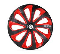 Sparco Juego de 4 Tapacubos Sicilia 13 pulgadas Negro/Rojo/Carbonio