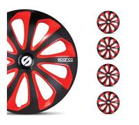 Sparco Juego de 4 Tapacubos Sicilia 14 pulgadas Negro/Rojo/Carbonio
