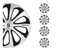Sparco Juego de 4 Tapacubos Sicilia 14 pulgadas Plateado/Negro/Carbonio