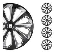 Sparco Juego de 4 Tapacubos Sicilia 15 pulgadas Negro/Plateado/Carbonio