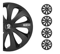 Sparco Juego de 4 Tapacubos Sicilia 16 pulgadas Negro/Carbonio