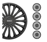 Sparco Juego de 4 Tapacubos Treviso 16 Pulgadas Negro