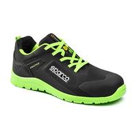 Sparco - Practice - Zapatos de seguridad para hombre y mujer - Zapatos de trabajo antideslizantes y resistentes - Calzado de seguridad apto para cualquier condición de trabajo, Negro Verde Fluo, 46 EU