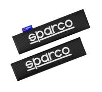 Sparco - Protector de cinturón de seguridad (carbono, 2 unidades), color negro