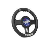 Sparco SPC SPC1114GR Funda de Volante Detalles Base Plana para Coche Universal SPARCO, Negro/gris, 37cm
