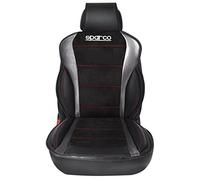 Sparco SPC0907GR Respaldo para Asiento de Coche Detalles Acabado simil Piel, Gris/Negro