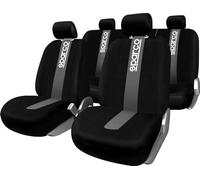 Sparco SPC1012 CLASSIC - Juego de Fundas para Asientos de Coche, color Negro y Gris, 11 Piezas