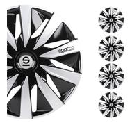 Sparco SPC1491BKSV Tapacubos Lazio, Negro/Plata, Set de 4, 14 pulgadas