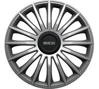 SPARCO SPC1493GRSV Treviso - Juego de 4 tapacubos de 13 Pulgadas, Color Negro y Plateado