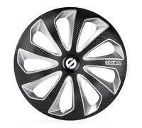 Sparco Juego de 4 Tapacubos Sicilia 15 pulgadas Negro/Plateado/Carbonio