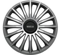 SPARCO SPC1593GRSV Treviso - Juego de 4 tapacubos de 13 Pulgadas, Color Negro y Plateado