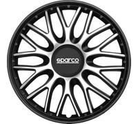 Sparco SPC1596SVBK Tapacubos Roma BICOLOR PLATA/NEGRO 15 pulgadas, Set de 4
