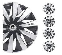 Sparco SPC1691GRSV Juego de 4 Tapacubos Lazio 16 Pulgadas Gris/Plateado, Set de 4, 16"
