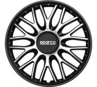 Sparco SPC1696SVBK Tapacubos Roma Bicolor Plata/Negro, Set de 4, 16 Pulgadas