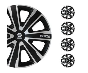 SPARCO Tapacubos 15" pulgada Set negro plata Embelecedores De Rueda Juego de tapacubos SPC1581SVBK