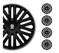 SPARCO Tapacubos 16" pulgada Kit negro gris Embelecedores De Rueda Juego de tapacubos SPC1685BKGR