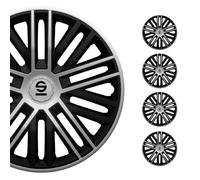 Sparco Juego de 4 Tapacubos Bergamo 16 Pulgadas Negro/Plateado