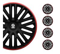 Sparco Juego de 4 Tapacubos Bergamo 16 Pulgadas Negro/Rojo