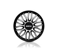SPARCO Tapacubos 16" pulgada Set negro plata Embelecedores De Rueda Juego de tapacubos SPC1696SVBK
