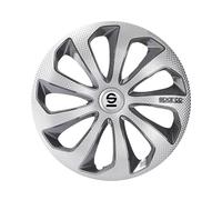 SPARCO Tapacubos Kit gris/plata carbón Embelecedores De Rueda Juego de tapacubos SPC1575SVGRC