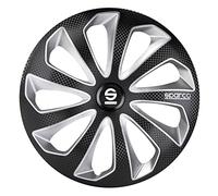 SPARCO Tapacubos Kit negro/plata carbón Embelecedores De Rueda Juego de tapacubos SPC1375BKSVC