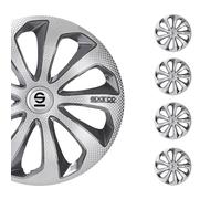 Sparco Juego de 4 Tapacubos Sicilia 16 pulgadas Plateado/Gris/Carbonio