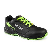 Sparco Targa ESD S3S SR FO, Calzado de Seguridad Unisex Adulto, Negro Verde Flúor Oscuro, 42 EU