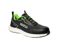 Sparco - Traction - Zapatos de seguridad para hombre y mujer - Zapatos de trabajo antideslizantes y resistentes - Calzado de seguridad de estilo deportivo, Black White Lime, 37 EU