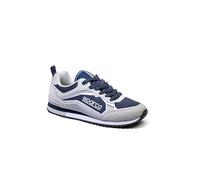 Sparco - Zapatillas S-Road - Malla Transpirable - Suela de Goma y Phylon - Plantilla Antibacteriana - Inserciones Reflectantes - Lengüeta Elástica - Talla 46 - Beige/Azul