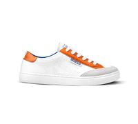 Sparco - Zapatillas S-Time Unisex Smart Casual - Calzado para el Tiempo Libre - Parte Superior de Piel sintética - Comodidad - Suela de Goma - Calzado de Moda - Blanco/Naranja - EU 43