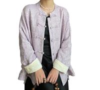 Sparctwer Chaqueta De Estilo Chino para Mujer - Chaqueta De Jacquard Plisada China Púrpura para Mujer Chaqueta Forrada De Ante para Mujer Chaqueta con Botones Retro para Mujer,Purple,M