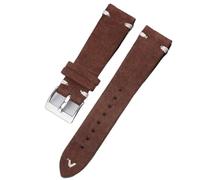 SpaRcz Correa de reloj Correa de repuesto de liberación rápida vintage de cuero de gamuza de 18-22mm, Marrón-blanco, 22mm