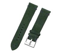 SpaRcz Correa de reloj Correa de repuesto de liberación rápida vintage de cuero de gamuza de 18-22mm, Verde-negro, 22mm