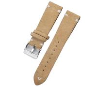 SpaRcz Correa de reloj Correa de repuesto de liberación rápida vintage de cuero de gamuza de 18-22mm, Caqui-blanco, 18mm