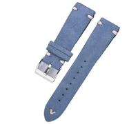 SpaRcz Correa de reloj Correa de repuesto de liberación rápida vintage de cuero de gamuza de 18-22mm, Lazul-blanco, 22mm