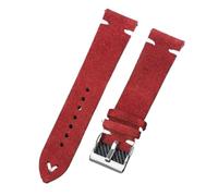 SpaRcz Correa de reloj Correa de repuesto de liberación rápida vintage de cuero de gamuza de 18-22mm, rojo-blanco, 18mm