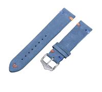 SpaRcz Correa de reloj Correas de reloj vintage de cuero de gamuza Correa de repuesto Liberación rápida 20-22mm, Azul claro-plata, 22mm