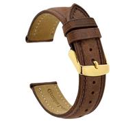 SpaRcz Correa de reloj Crazy Horse correas de reloj de cuero cinturón de repuesto Vintage hebilla dorada 14-24mm, Marrón, 17mm