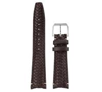 SpaRcz Correa de reloj de cuero genuino con extremo curvado, correa tejida de piel de vaca, 20-22mm, Cierre de pasador marrón (extremo curvado), 22mm