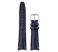 SpaRcz Correa de reloj de cuero genuino con extremo curvado, correa tejida de piel de vaca, 20-22mm, Cierre de pasador azul (extremo curvado), 22mm