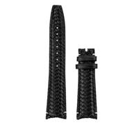 SpaRcz Correa de reloj de cuero genuino con extremo curvado, correa tejida de piel de vaca, 20-22mm, Negro (extremo curvo), 22mm
