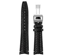 SpaRcz Correa de reloj de cuero genuino con extremo curvado, correa tejida de piel de vaca, 20-22mm, Plegado negro (extremo curvo), 22mm