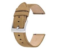 SpaRcz Correa de reloj Nylon+cuero Correa de piel de vaca de liberación rápida Pulsera de reloj impermeable Hombres Mujeres 20-22mm, Caqui Negro, 22mm