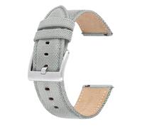 SpaRcz Correa de reloj Nylon+cuero Correa de piel de vaca de liberación rápida Pulsera de reloj impermeable Hombres Mujeres 20-22mm, Gris claro plata, 22mm