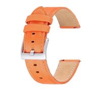 SpaRcz Correa de reloj Nylon+cuero Correa de piel de vaca de liberación rápida Pulsera de reloj impermeable Hombres Mujeres 20-22mm, naranja negro, 22mm