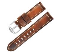 SpaRcz Correa de reloj vintage de cuero genuino con acabado encerado, Color 2, 24mm