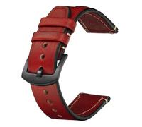 SpaRcz Correa de reloj Vintage de cuero genuino de liberación rápida para hombres y mujeres, correa de repuesto Universal de 20-22mm, Rojo, 22mm