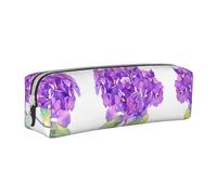 SpaRcz Estuche para lápices con Cremallera, diseño de Flores moradas, Hojas Verdes, Fondo Blanco, Color 7, 21x5x5,5cm