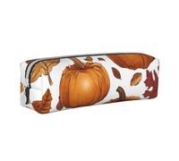 SpaRcz Estuche para lápices con Cremallera Simple de Cuero con Hojas de otoño y Calabaza de Acción de Gracias, Color 4, 21x5x5,5cm